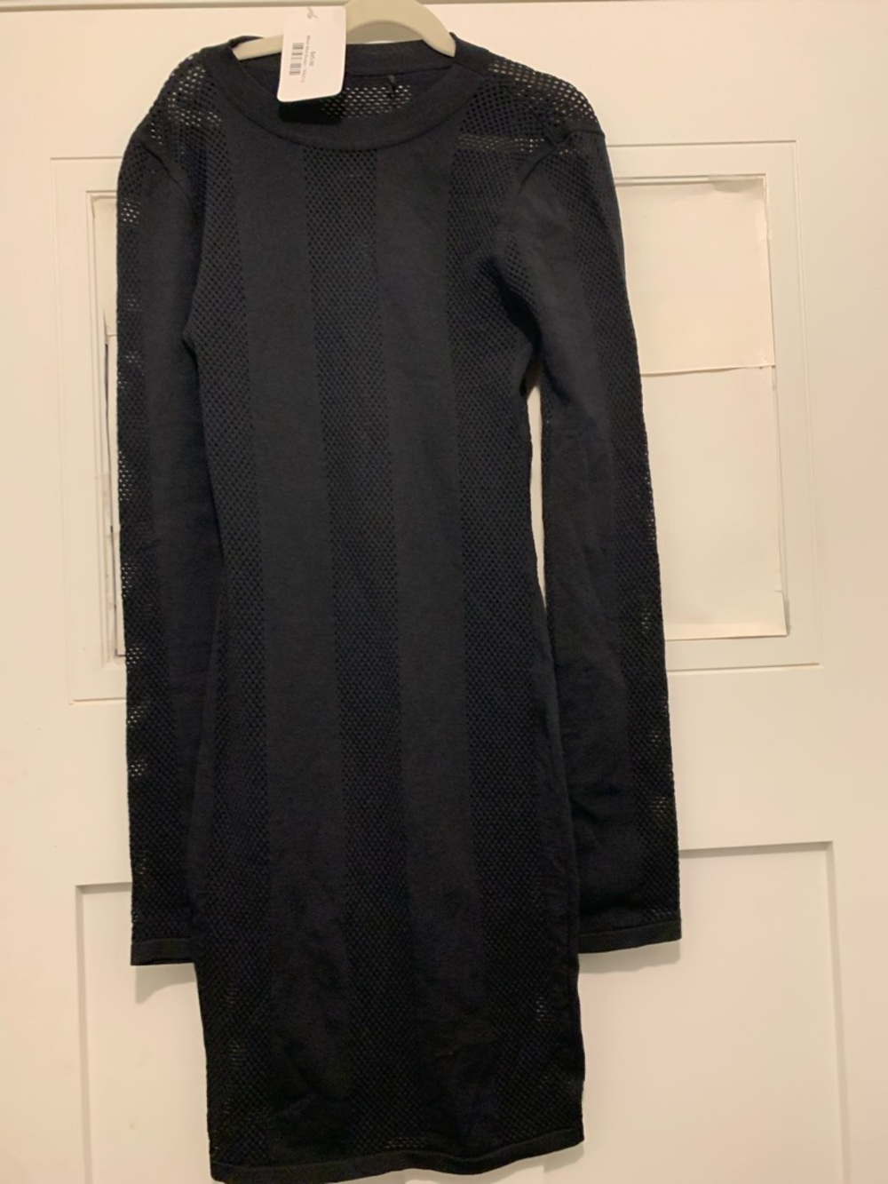 Black Long-Sleeve Mesh -Bodycon Dress. Size S